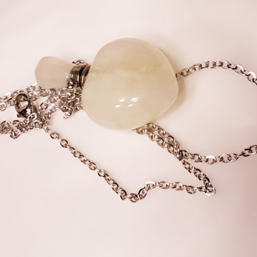 Natural Citrine Heart Perfume Bottle Pendant Necklace